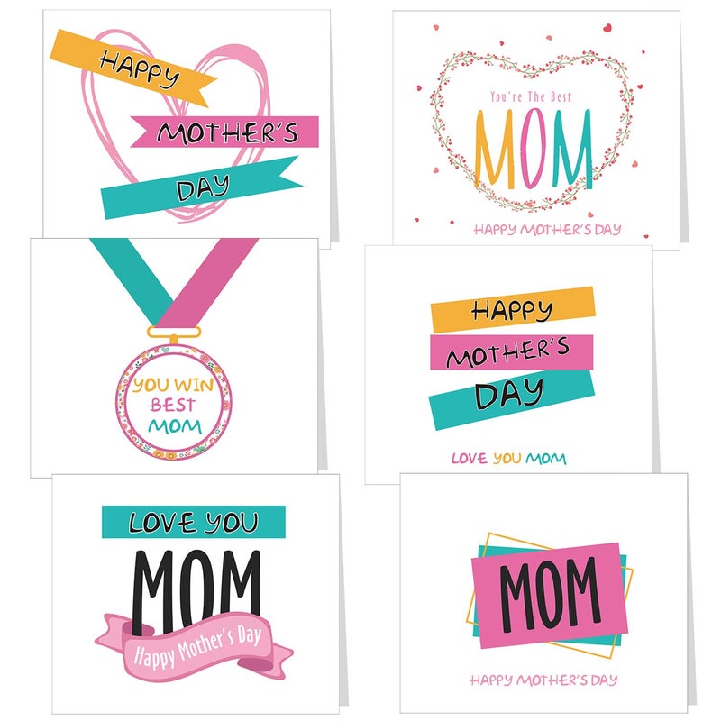 TUPARKA 36 PCS Mother's Day Greeting Cards with Envelopes,6 Assorted Unique Designs for Mother's Day - Image 1